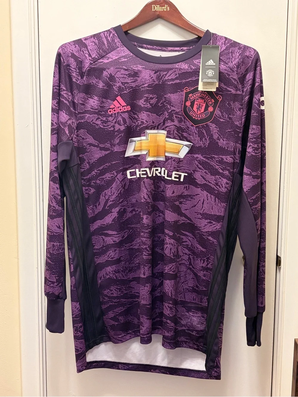 adidas Purple and Dark Gray Manchester United Long-Sleeve Soccer Jersey NWT